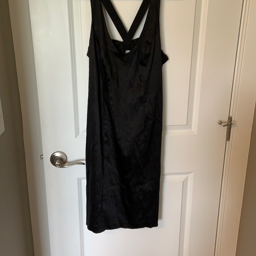Black satin Nine West dress with bow